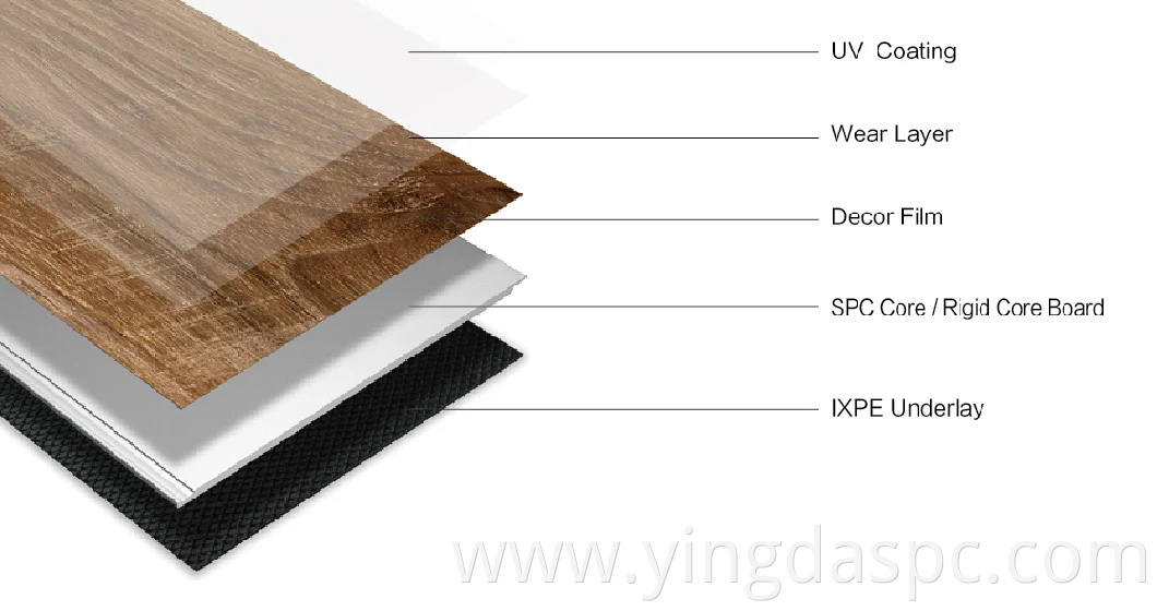 Simple & Generous Style Oak Grain Spc Diamond Vinyl Flooring